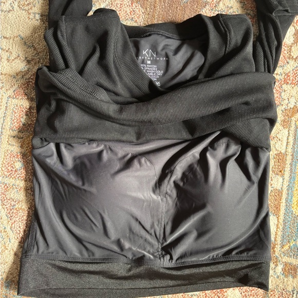 Klassy Network Ribbed Long Sleeve Brami Crop (built in bra crop top) - Picture 3 of 4